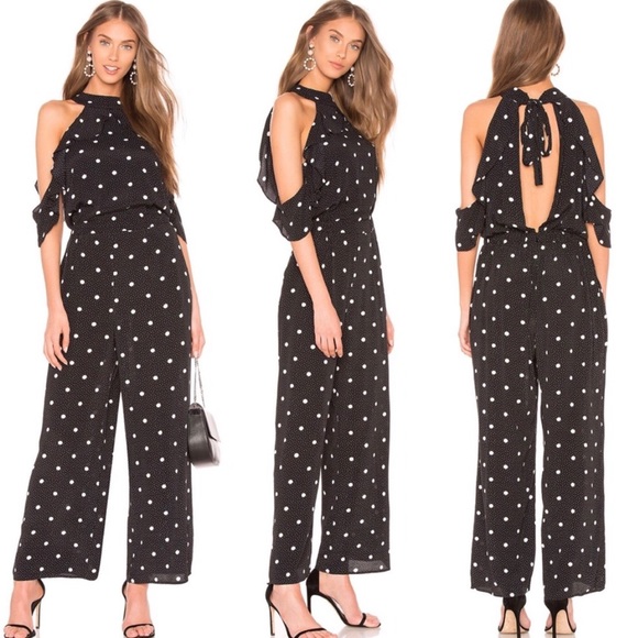 Nordstrom Pants - 1.State Ruffle Polka Dot Jumpsuit Overall